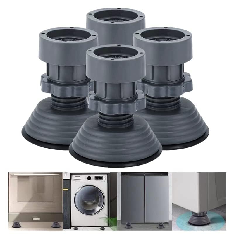 Washing Machine Vibration Pads, Floor Trays, Refrigerator Stand, Washing Machine Stand,Height Adjustment Feet for Refrigerators, Fridge Stands with Anti-Slip Rubber 4 Pcs Set (Vibration Pads, Adiguru)