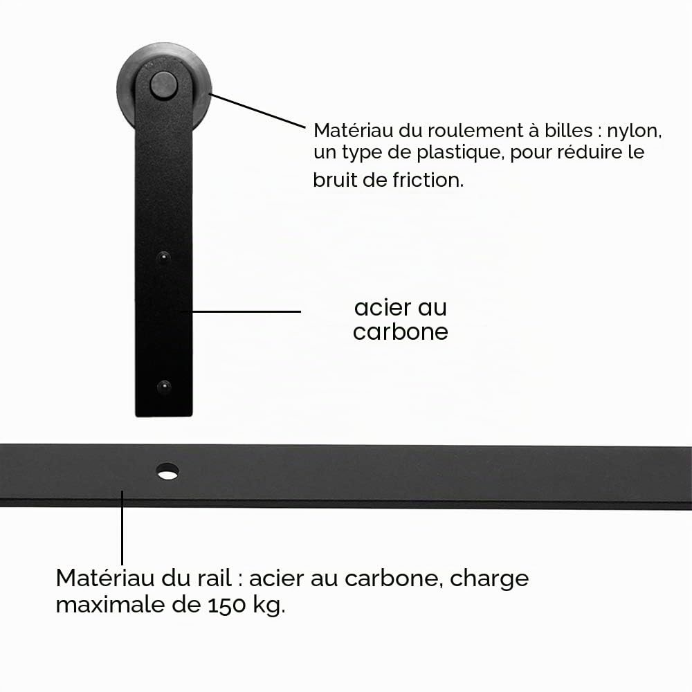 10.5FT/320cm Kit de Quincaillerie Porte de Grange Coulissante Kit Rail Porte Coulissante pour Simple Porte/I-Forme Black