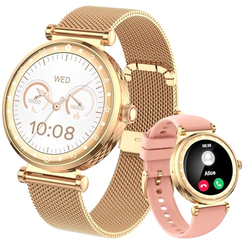 Damen Smartwatch mit 1,19\" HD runden Bildschirm und Telefonfunktion, zur Überwachung des Menstruationszykluses, SpO2, Puls sowie Schlafmonitor und Schrittzähler Telefonie Damen Smartwatch mit 1,19\" HD runden Bildschirm und Telefonfunktion, zur Überwachung des Menstruationszykluses, SpO2, Puls sowie Schlafmonitor und Schrittzähler Telefonie