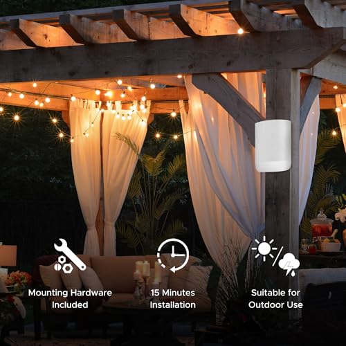 Image of Sound Bass Move Speaker Wall Mount Bracket, Weatherproof, White | Compatible with Sonos Move & Move 2, Including Mounting Accessories
