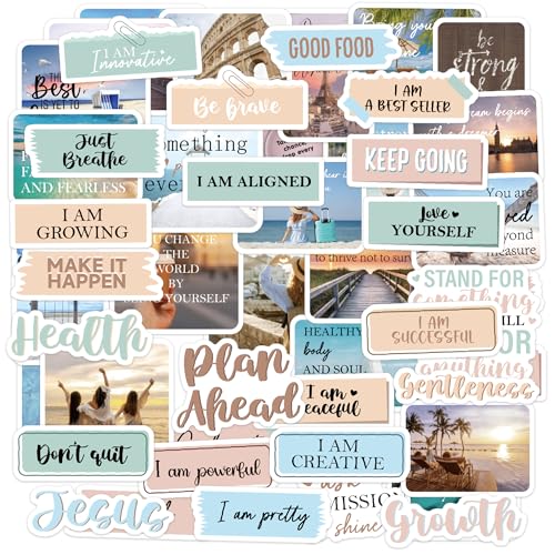 50PCS Inspirational Quote Stickers Aesthetic Motivational Stickers for Women Teens Vinyl Decals for Planners Journals Vision Board Supplies Water Bottle Laptop