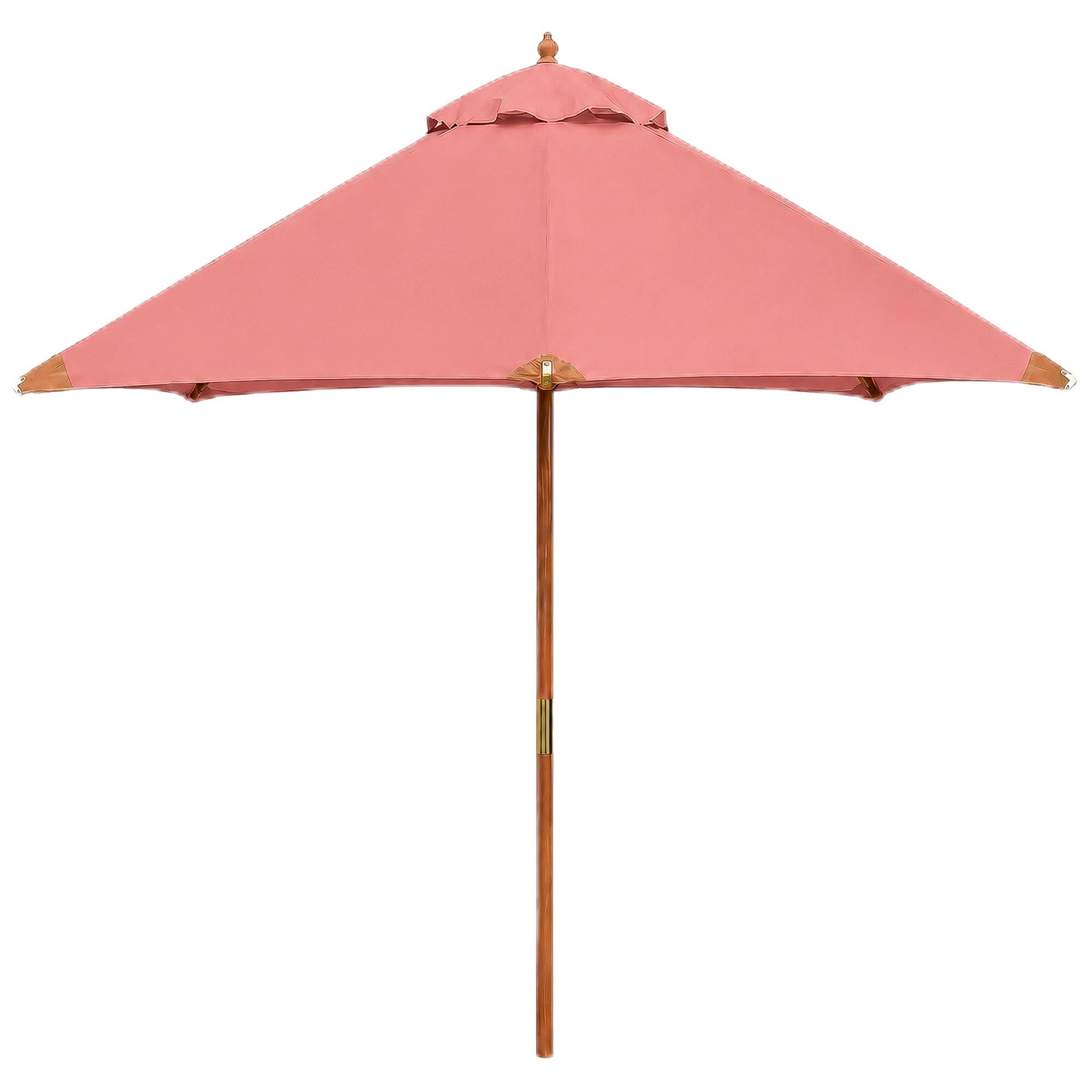 Garden Market Place Terracotta Hardwood Garden Parasol, Garden Umbrella With Pulley Lift, Water-Repellent 180G/M² Polyester Canopy, Wind Vent And Reinforced Rib Frame