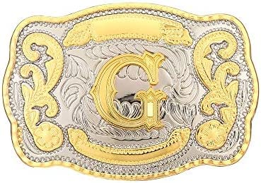 Western Belt Buckle Initial Letters ABCDMRJ to Z Cowboy Belt Buckle, Rodeo Buckles for Men & Women Fits Up to 2 Inch Belts
