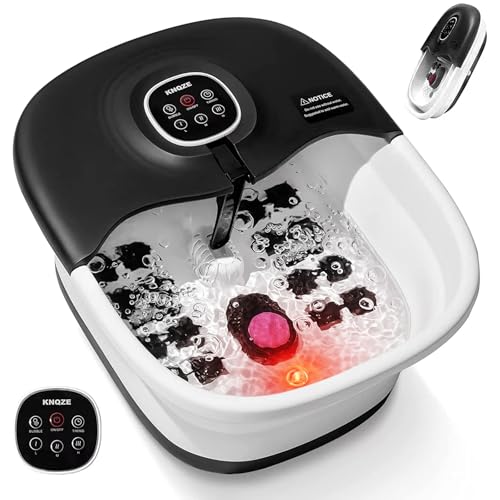 Bañera Spa Masajeador Para Pies, Hidromasaje Para Pies, Masajeador de Pies Plegable con Calefacción, ControlRemoto, Burbujas, Piedra Pómez, Temporizador, 16 Rodillos, Negro