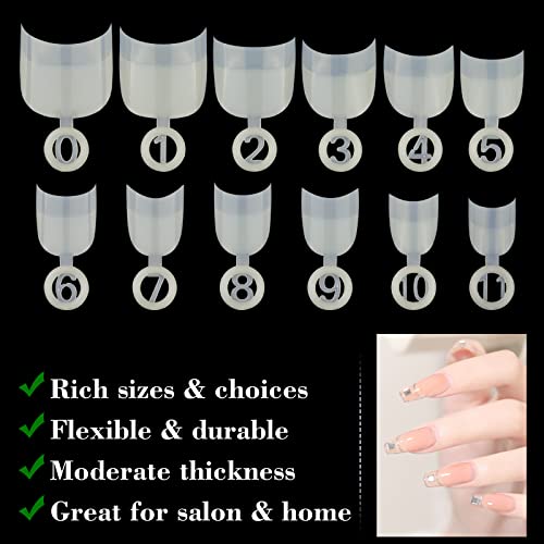 MWOOT 600Pcs Oval Short False Nail Art Tips Set, Half Cover French Acrylic Fake - Image 3