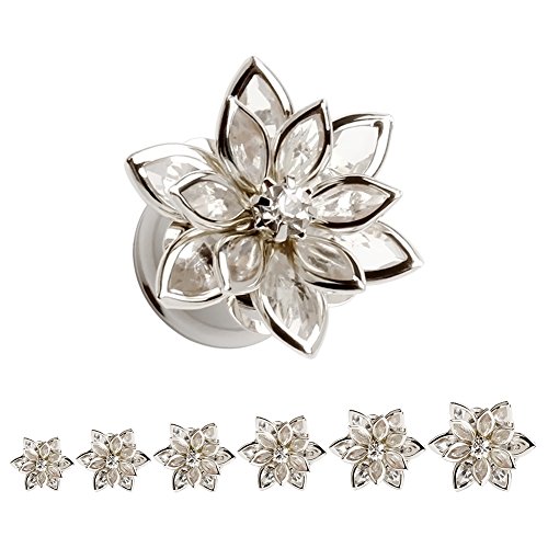 KUBOOZ Fashion Colorful Dream Flower Elegant Ear Plugs Tunnels Gauges Stretcher Piercings Jewelry3