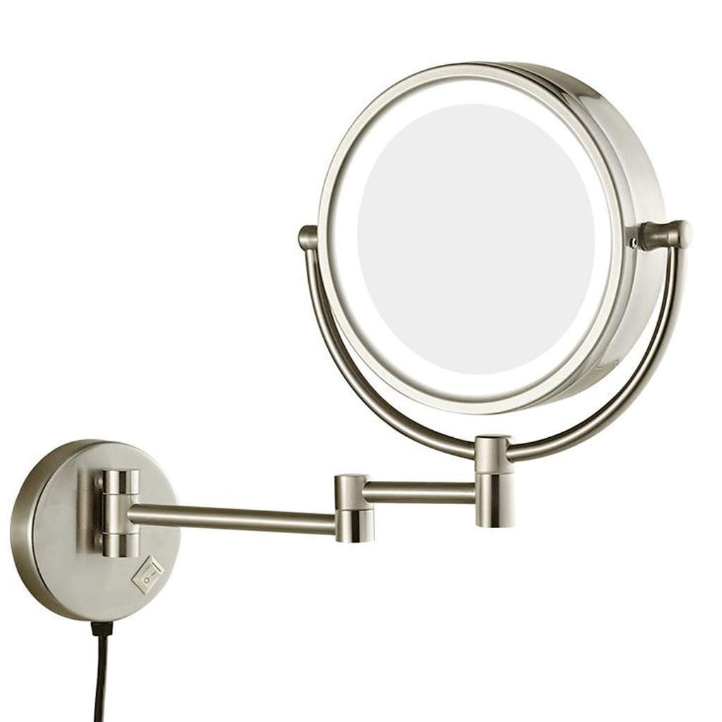 Miroir maquillage fixation murale double face extensible LED