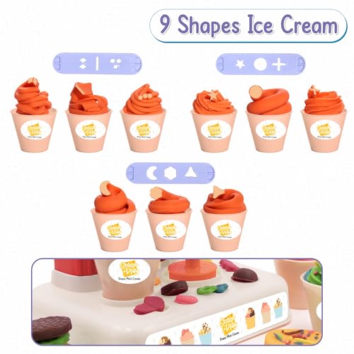 Image of Chanak Toys Play Dough Ice Cream Maker Set, Safe Non-Toxic Dough Ice Cream Maker Including 6 Color Dough Tubes Each 50g + 1(100gm) for Boys Girls, Above 3+ Age (White)