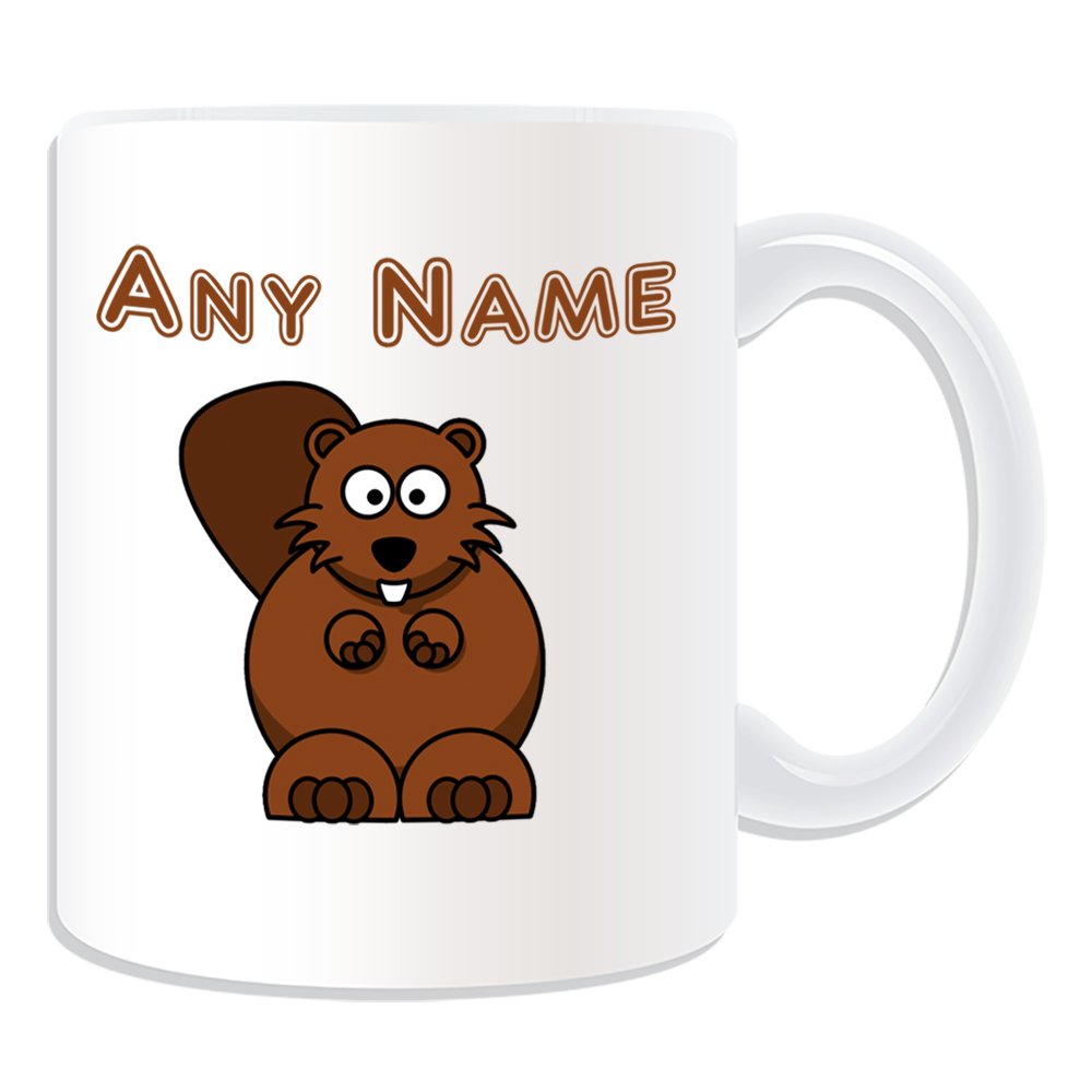 Personalised Gift - Silly Beaver Mug (Animal Design Theme, White) - Any Name/Message on Your Unique - Big Front Teeth