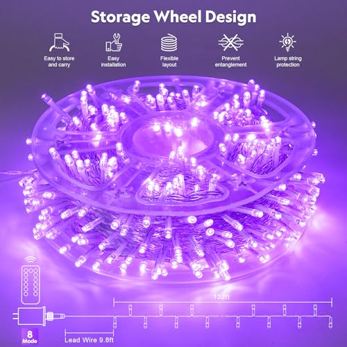 Jmexsuss 400 Led Purple Lights For Halloween, 8 Modes Purple String Lights Indoor,132Ft Purple Christmas Lights Outdoor Waterproof For Halloween thumb #1