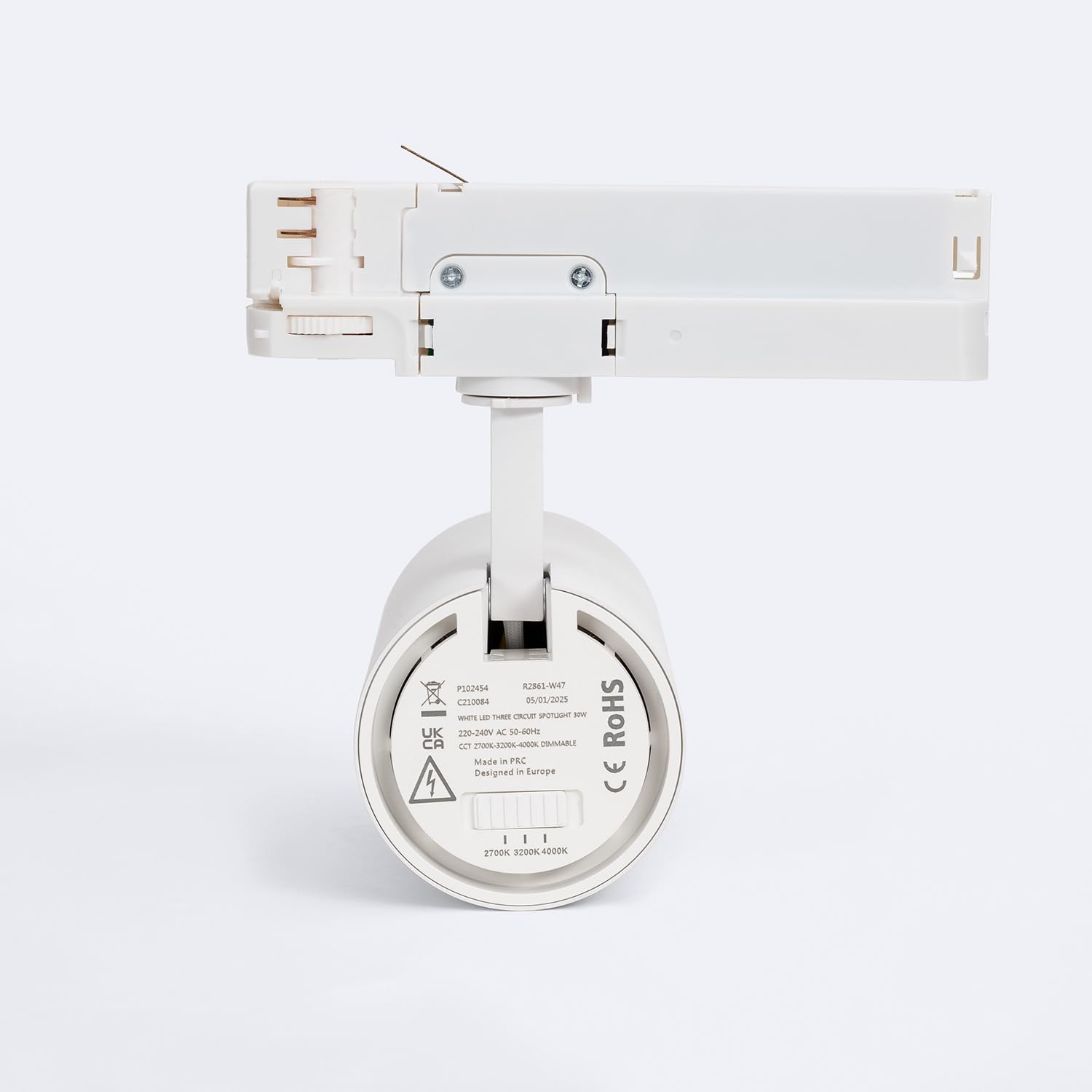 LEDKIA Foco Carril LED Trifásico 30W Fasano Regulable Blanco 2700K Blanco C