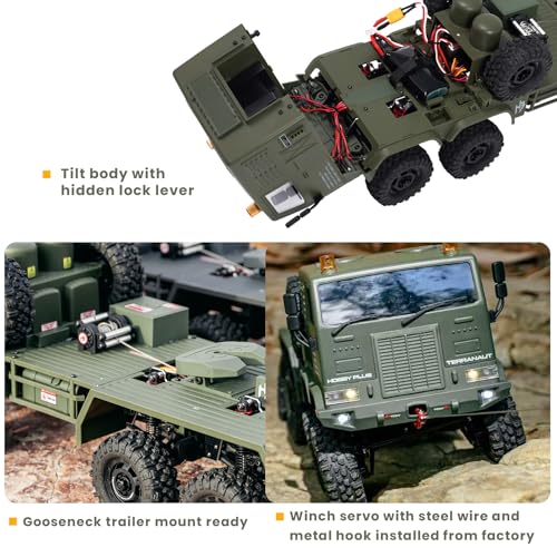 Image of HOBBYPLUS Helidirect 1 /18 RC Crawler CR18P Terranaut 8x8 RC Truck Remote Control Car w Full-Lock 8WD RTR Active All-Wheel Steering, 2-Speed Transmission, Recovery Winch, LED Lights (Green)