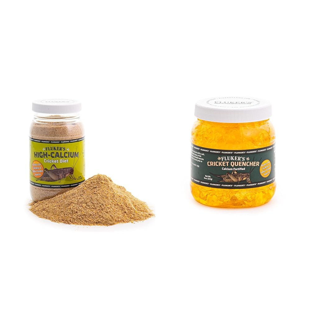 Fluker's Cricket Gut-Loading Bundle, High Calcium Cricket Diet + Calcium Fortified Cricket Quencher, 2 Pack Bundle