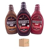 Chocolate Syrup Variety Pack, 3 Flavors- Regular 24oz, Strawberry 22oz, and Caramel 22oz