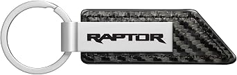 iPick Image for Ford F-150 Raptor PU Leather Carbon Fiber Texture Strap Silver Metal Bar Key Chain - Official Licensed