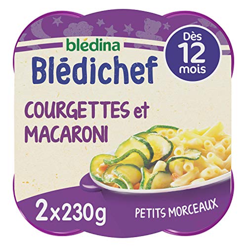 Plat Bébé Dès Fondue De Courgettes Et Macaroni Blédichef Bledina Les 2 Assiettes De - vue 2