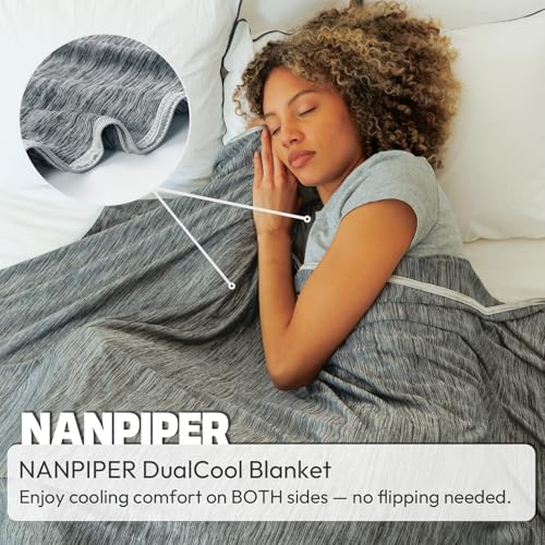 Image of NANPIPER Cooling Blanket Queen Size for Hot Sleepers,Double Sided Cold Lightweight Summer Bed Blanket, Dark Grey 90 inchx90 inch