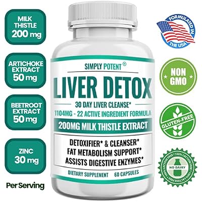 Liver Cleanse Detox & Repair Supplement, Artichoke Extract Liver Health Formula w 22 Herbs for Liver Support, Liver Detox Cleanse Pills - Milk Thistle Dandelion Turmeric Ginger Beet Zinc, 60 Capsules