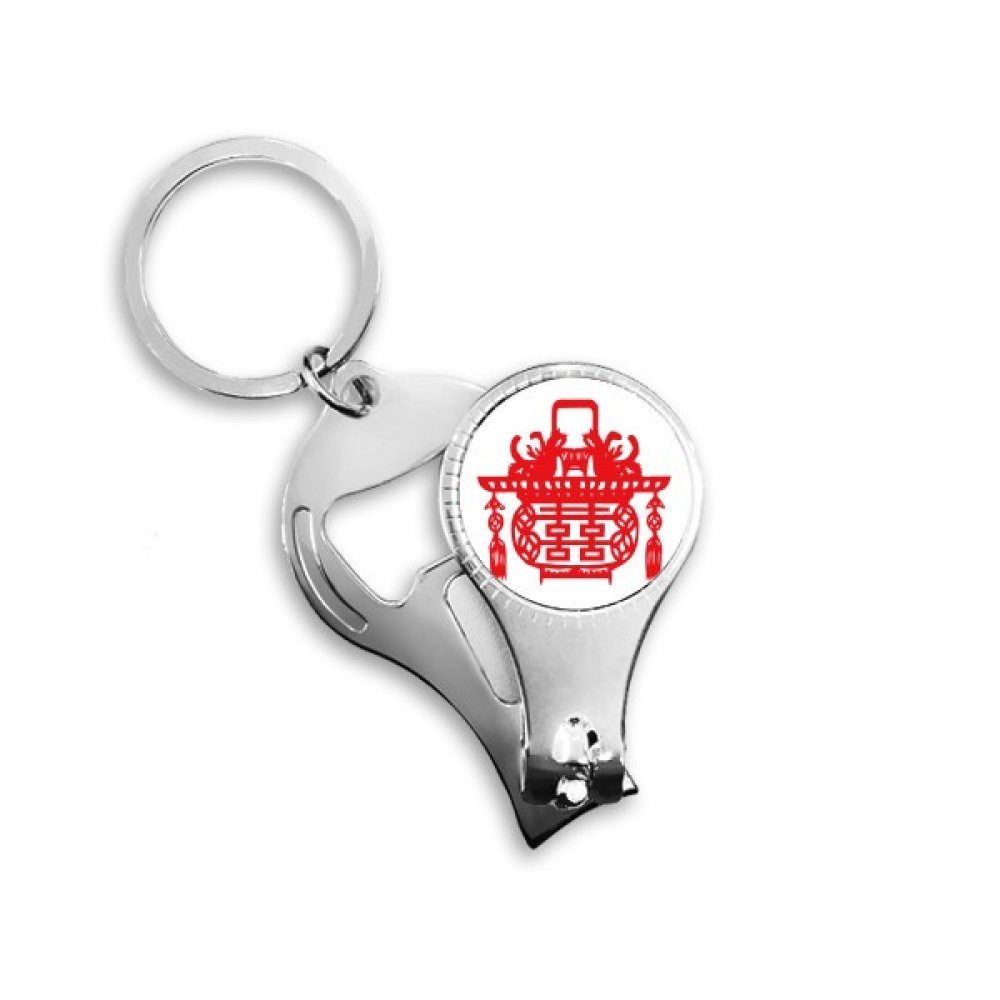Porte-clés lanterne rouge chinois motif lotus aux finitions satinées haut de gamme