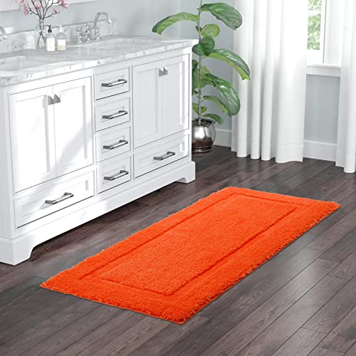 Shacos Super Soft Bathroom Rugs Set Of 2 Pieces 20X32 + 20X47 Inch Bath Runner Bath Mat Non Slip Plush Bath Rug Runner Absorbent Bathroom Carpet Machine Wash Dry, Orange #TOP3
