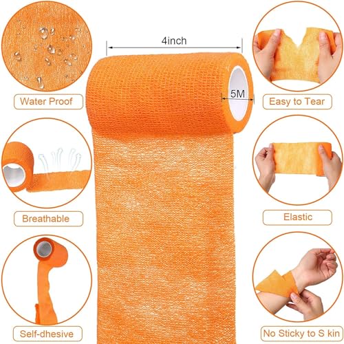 Image of A-Tape Breathable Self Adhesive Cohesive Bandage for Humans & Pets (Dogs, Cats, Birds) -Sports, Wrap, Athletic, Non Woven First Aid Medical, Wrist, Swelling (10 cm X 4.5 mtr) (Pack Of 2, Orange)