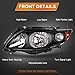 LBRST Headlight Assembly for Toyota Corolla 2009 2010 Black Housing Amber Reflector Clear Lens Driver and Passenger Side Headlamp