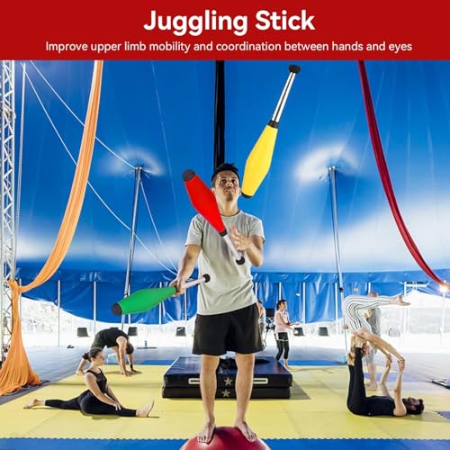 Agatige 3PCS Juggling Stick, Juggling Clubs Ultralight Juggling Pins Children Training Acrobatic Stick Toy Kid Playing Toy for Kids Adults Outdoor Activity, 42*7cm - Thumbnail 4