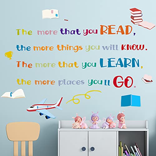 Amaonm Creative Removable Colorful Quotes Inspirational The More That You Read -Dr.seuss Wall Stickers Education Saying Lettering Art Decor Decals For Kids Girls Boys Bedroom Study Room Classroom #TOP5