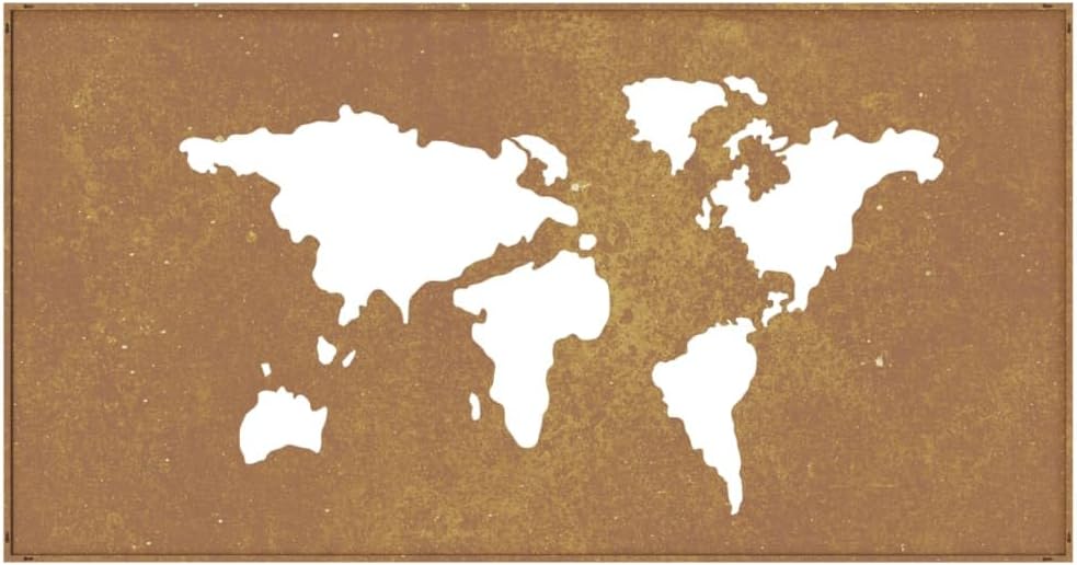 vidaXL Wall Art, Outdoor Metal Wall Decor, Garden Patio Wall Decoration Art Furniture, Garden Wall Ornament, Corten Steel World Map Design