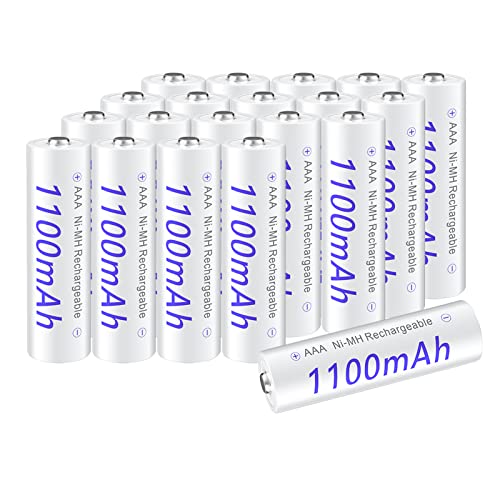 Pilas AAA recargables de 1,2 V, 20 unidades de 1100 mAh, triple A, recargables, baja autodescarga, 1200 ciclos de carga, sin efecto memoria