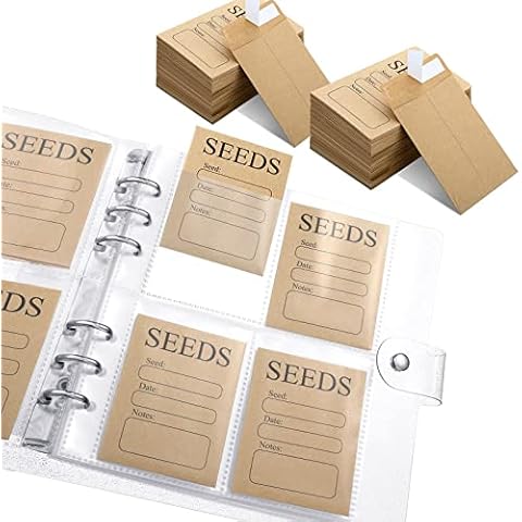 360 Seed Storage Organizers 80 Resealable Self Sealing Seed Envelopes 280 Pockets Garden Seed Organization Binder Garden Seed Saving Envelope Seed Collecting Template for Vegetable (Clear, Plastic) Cover