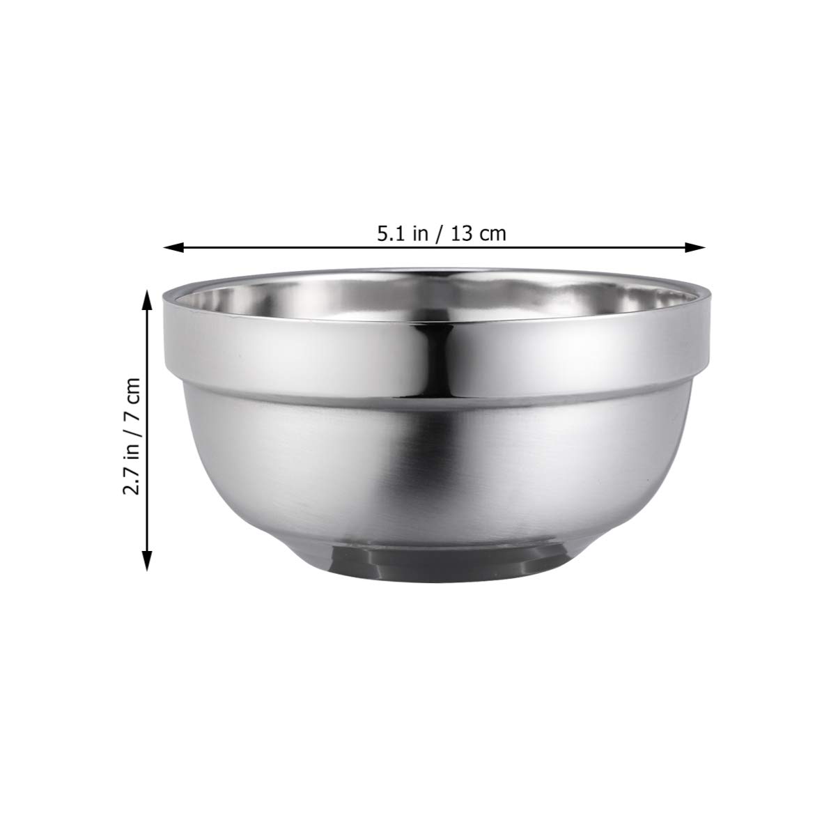 BESTonZON 13 cm Double couche en acier inoxydable Bols anti-chaud isolé bol à soupe bol famille vaisselle vaisselle bols de riz (4pcs)