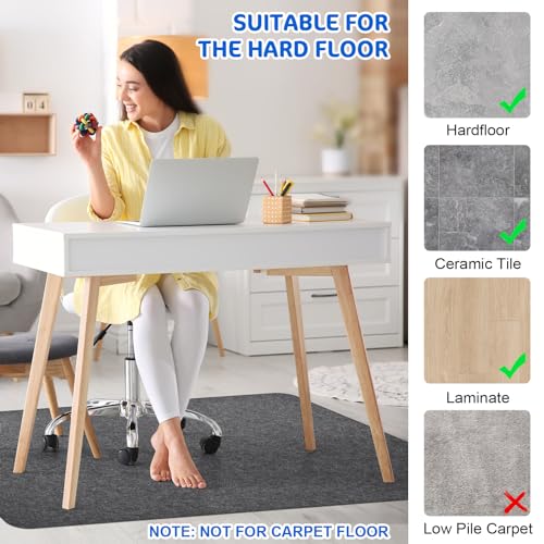 Image of Office Chair Mat for Hardwood Floor, 36 inch x 55 inch under Desk Rug for Rolling Chair, Computer Gaming Chair Mat, Large Heavy Duty Slip Resistant Floor Protector for Home Office (Gray)