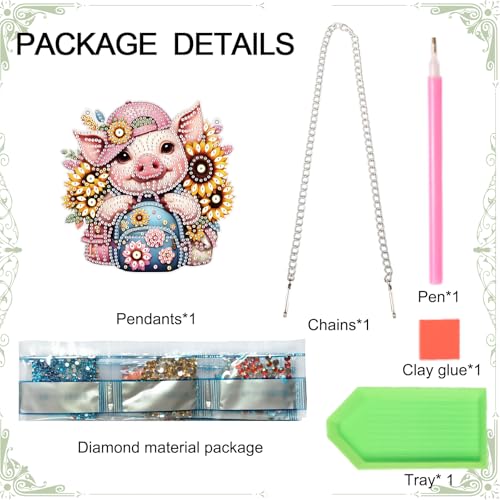 Image of AiYuanzsh 5D DIY Acrylic Special Shaped Diamond Painting Pendant Kit - Sunflower & Pig Design, Hanging Window Ornament for Home Decoration & Gifts