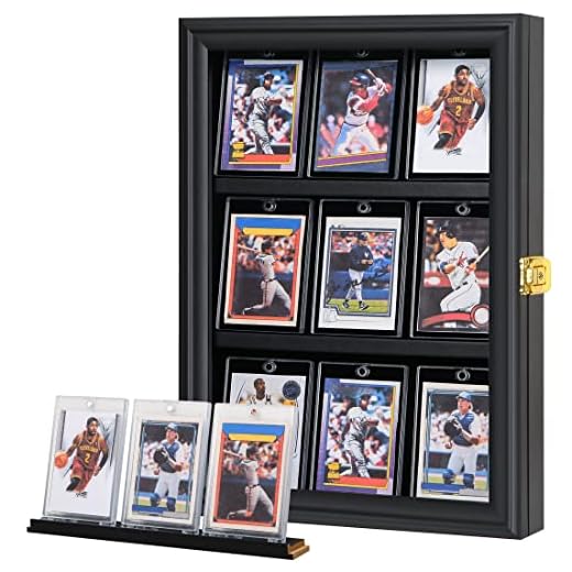 Verani Baseball Card Display Case - Sports Card Display Frame - Holds Sport Cards with UV Protection Clear View Lockable Wall Cabinet for Football Basketball Hockey Trading Card Black