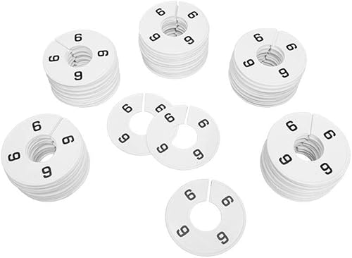 Perchero de ropa de 3-1/2 pulgadas, tamaños 6 divisores, perchas redondas de plástico blanco, tienda minorista