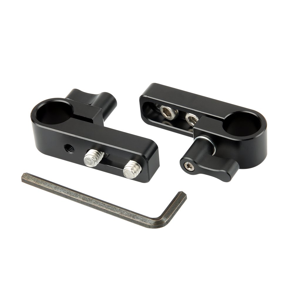NICEYRIG 15mm Rod Clamp(2 Piezas),15mm Rail Rod Clamp con el Agujero Largo en la Placa/Jaula/manija para la extensión de la Barra