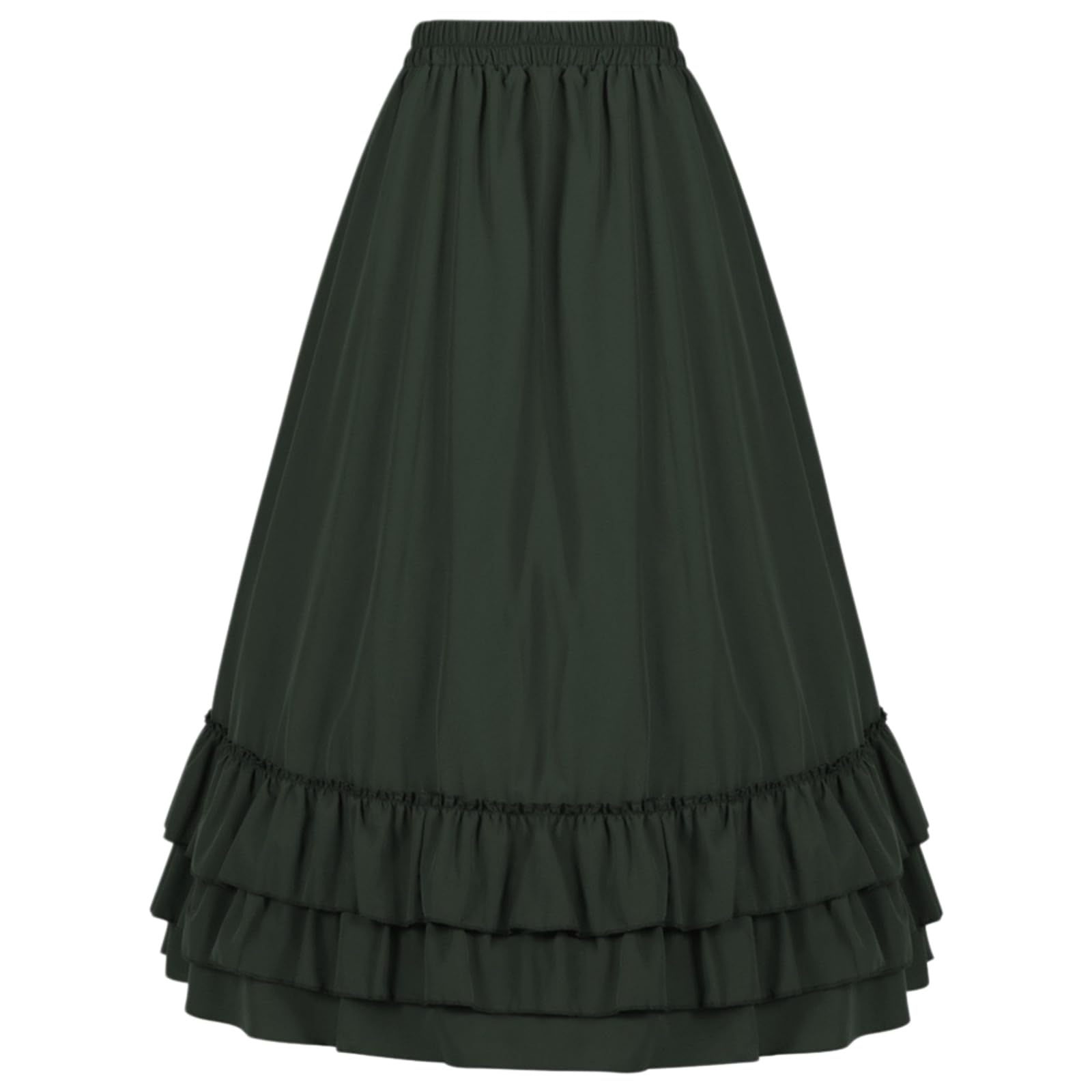 Minigonna Donna Vittoriano Gotico Maxi Gonna Marrone Cotone Asimmetrico Ruffle Hem Steampunk Stile Vintage Lunga-Army Green-XXL-China Mainland