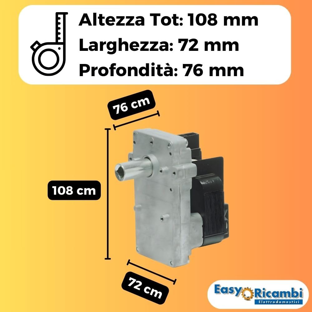 Easyricambi - Motore Girarrosto Elettrico, Motorino Elettrico per Girarrosto, BBQ Elettrico, Forno, Camino, Grill, Barbecue, Modello: Kenta K9115106 2,5 RPM Giri al Minuto 28W Rotazione Oraria 220V