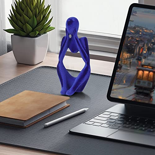 Fairybird Living Room Decor, Flocked Thinker Statue Home Decor, Abstract Sculpture Coffee Table Desk Decor Accents, Modern Figurines Decorations For Bedroom, Office And Bathroom (Blue-Focus) #TOP4