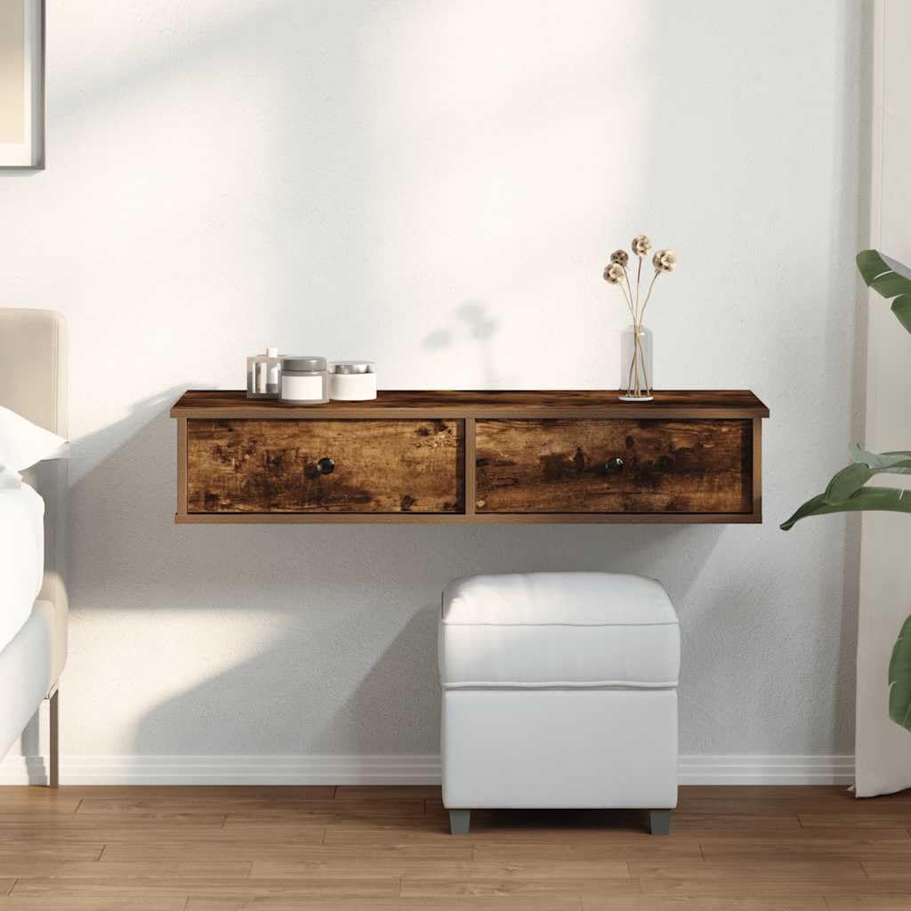 Homgoday Estante de Pared con cajones de Madera contrachapada Blanco Estantería de Pared Colgante Flotante Almacenamiento Espacio Decoración Artículos Diarios en Familia