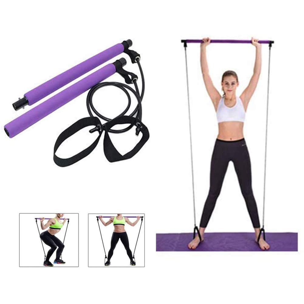 POEO Pilates Stick Bar Kit, Portable Resistance Bands Set, with Resistance Band and Foot Loop, for Strength Training, Home Bodybuilding Workout