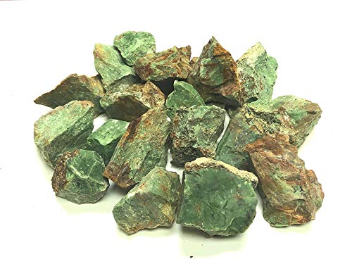 Zentron Crystal Collection: Rough Natural Chrysoprase Stones, Includes Velvet Bag - Large 1' Pieces (1/2 Pound)