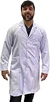 Jaleco Masculino Clássico Branco Gabardine Durável Prático