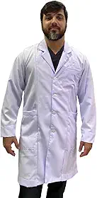 Jaleco Masculino Clássico Branco Gabardine Durável Prático