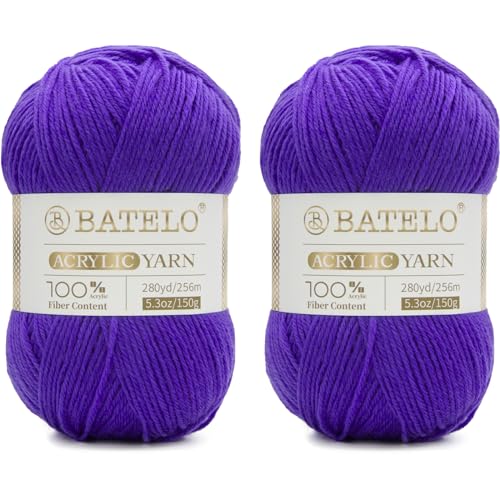 Image of Crochet Amigurumi Yarn - 2 Pack Purple Acrylic Yarn, 560 Yards Each, 150g /5.3oz, Worsted Weight for Crocheting & Knitting