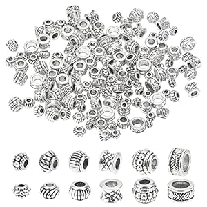 PandaHall Elite 130 stuks Tibetaanse legering Spacer kralen Rondelle kolomkralen met groot gat voor armband ketting…