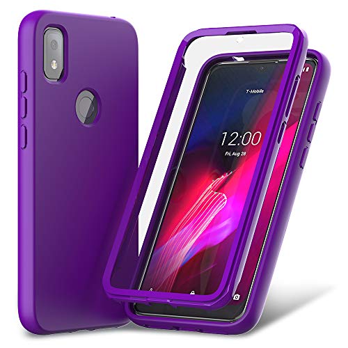 Nuomaofly for T-Mobile Revvl 4 / TCL Revvl 4 Case with Built-in Screen Protector Designed, Full-Body Heavy Drop Protection Shock Absorption Cover for T-Mobile Revvl 4 - Purple
