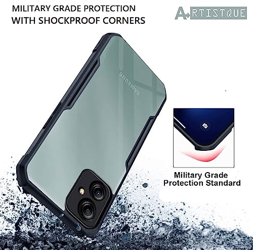 Image of A rtistque Clear Hard Transparent Acrylic Armor Anti-Drop Shockproof TPU Edge Back Cover Case for Samsung Galaxy M04 / Samsung Galaxy F04 / Samsung Galaxy A04e - Black