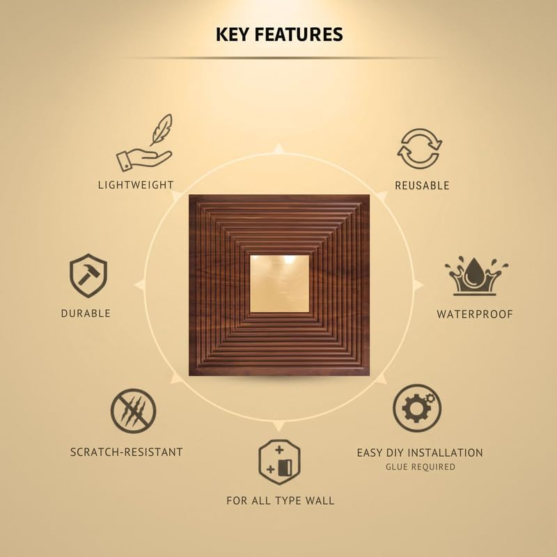Image of Kayra Decor 3D PVC Wall Panels - Line Design, Mirror Blackwood Color, 19.7 inch x 19.7 inch (Pack of 40) | Covers 107.60 Sq. Ft. |